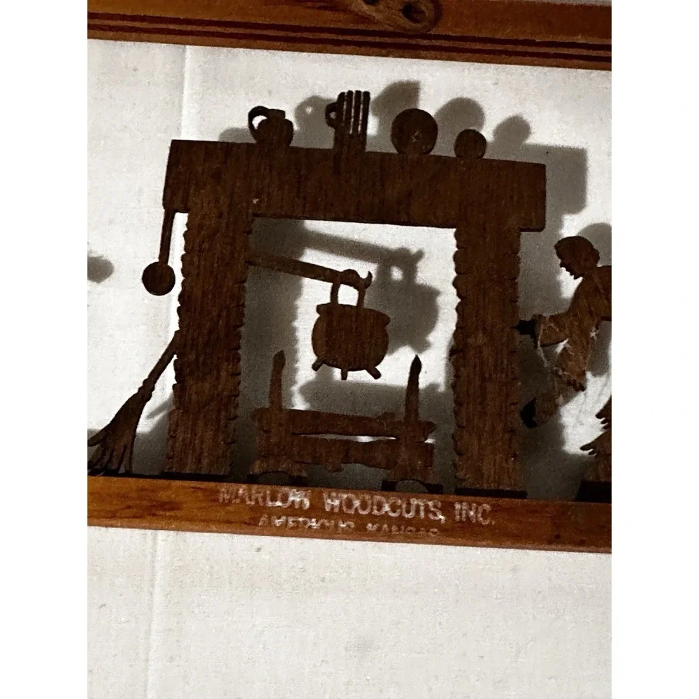 Wood  Wall Plaques Hand Made Vintage 1800's Farm Depiction's‎ 5x9